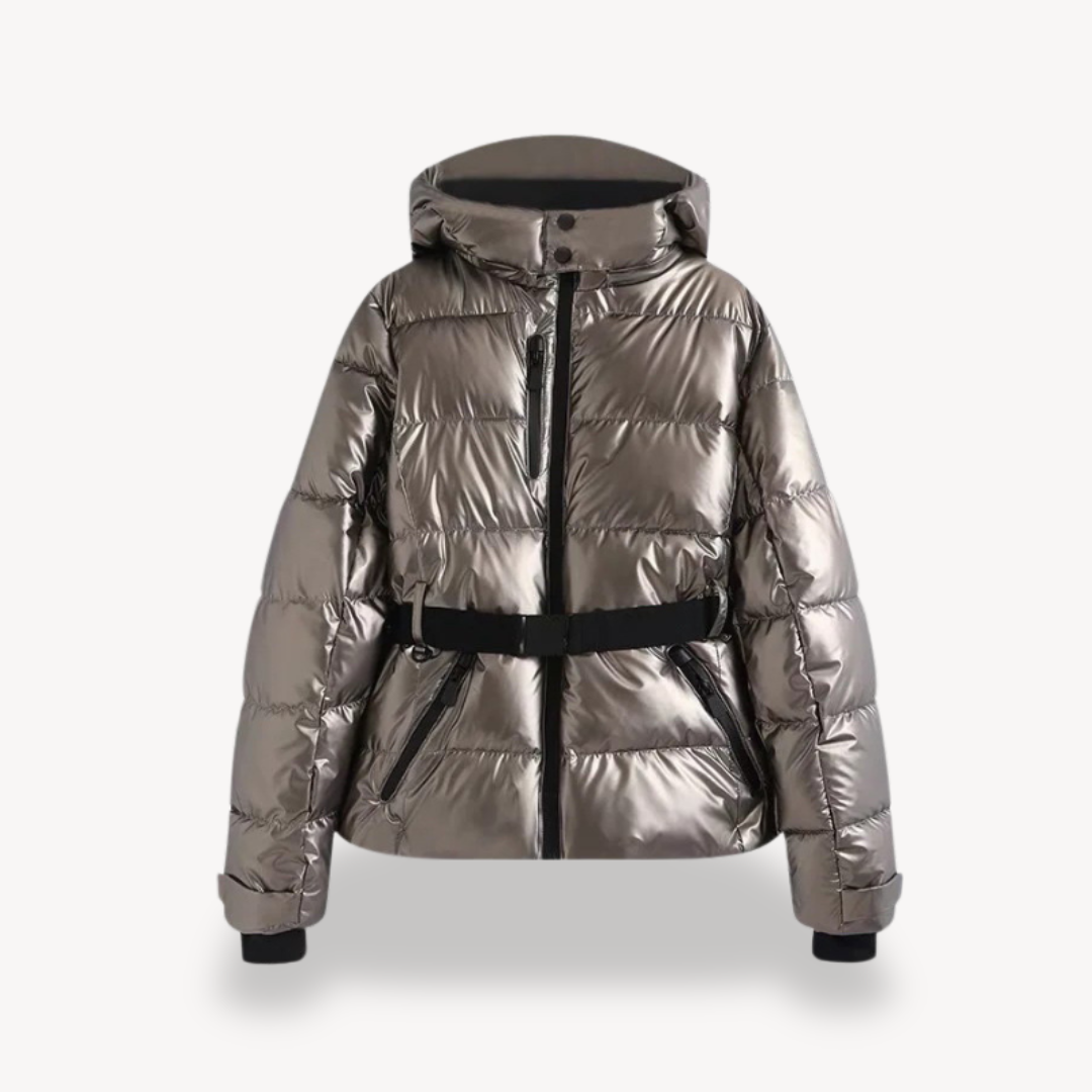 Hooded Belted Puffer Jacket for Women – Modern Quilted Style
