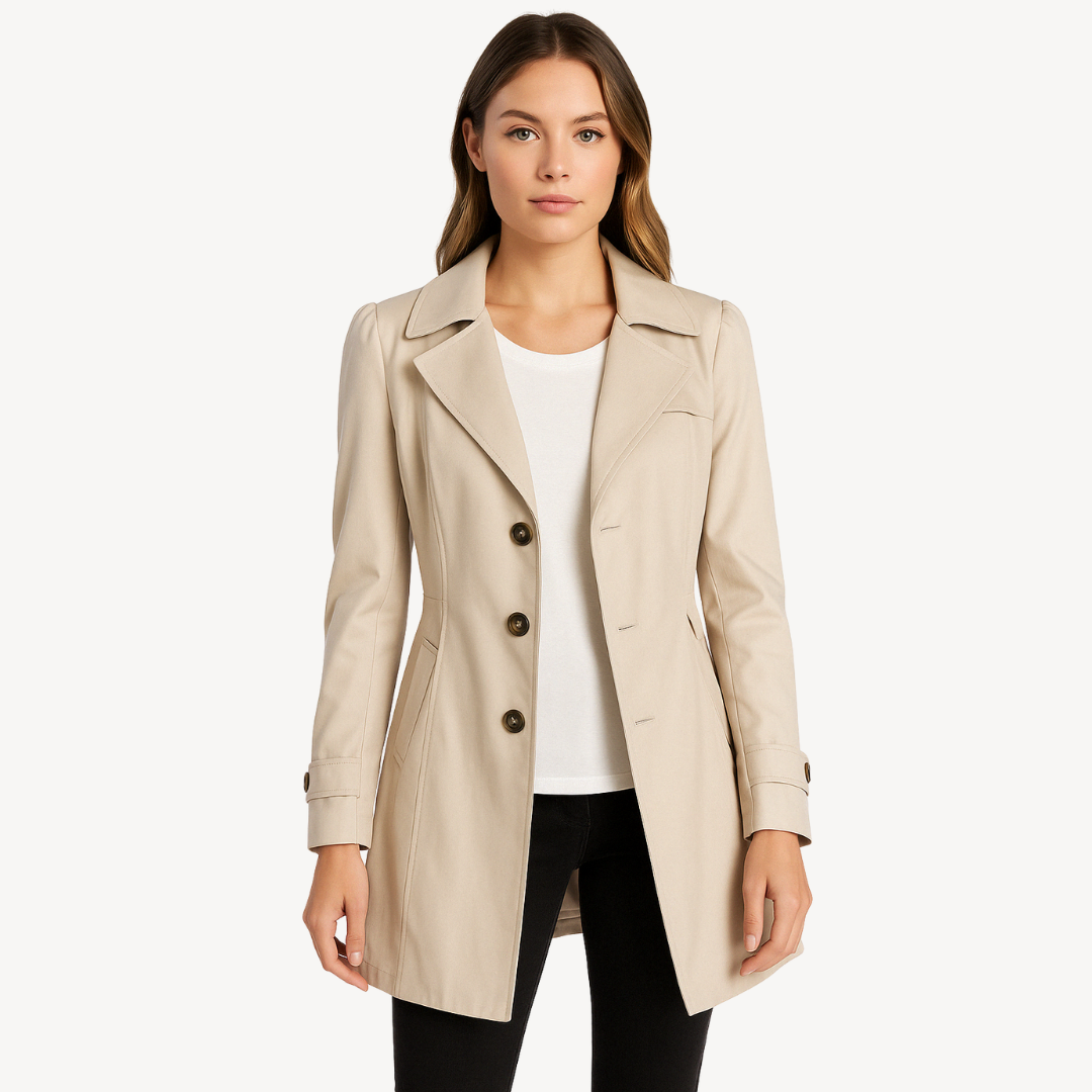 Longline Buttoned Trench Coat for Women – Classic Design