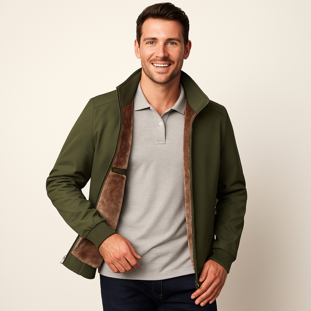 Men’s Sherpa-Lined Zip Jacket – Casual Everyday Style