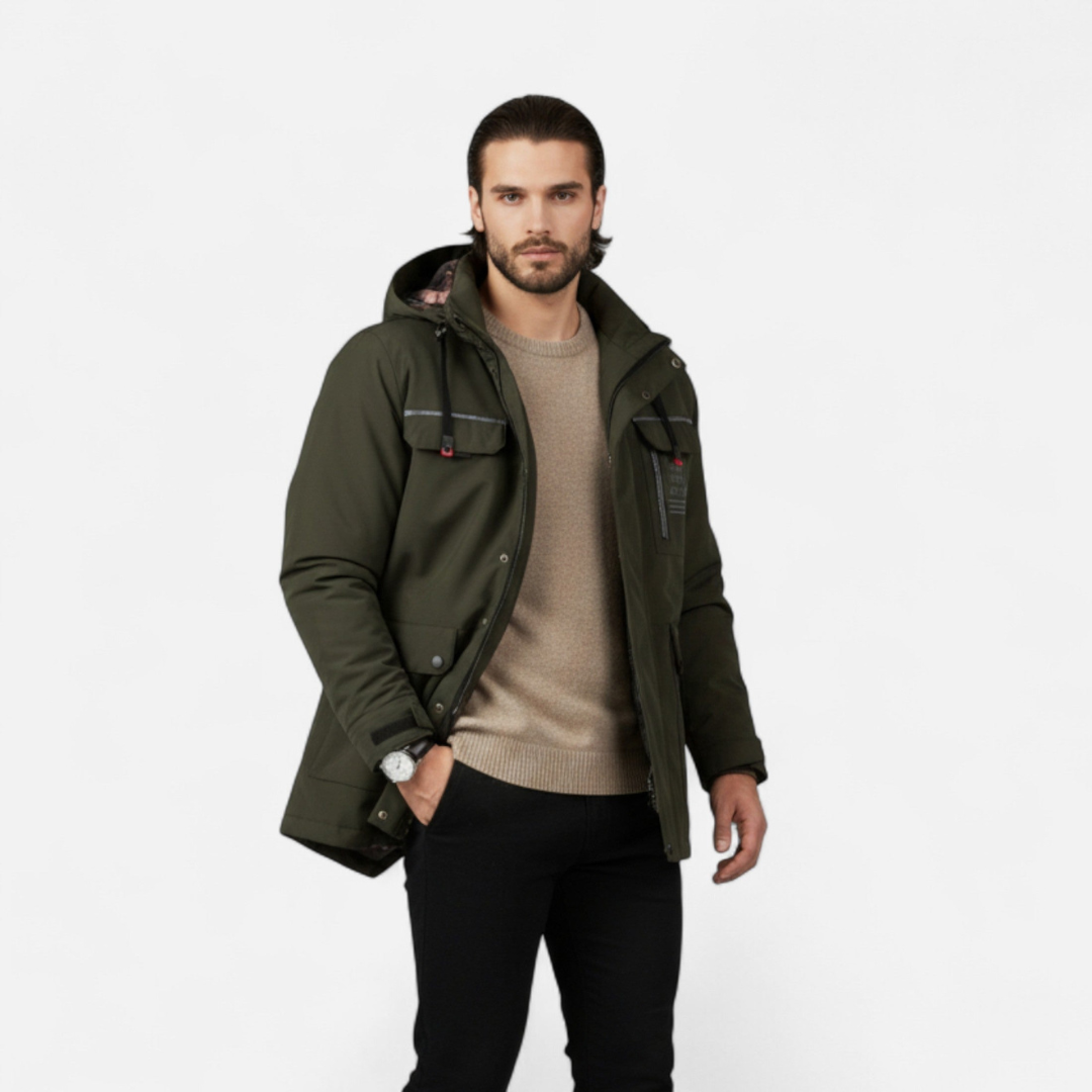 Men’s Zip-Front Hooded Jacket – Modern Everyday Style