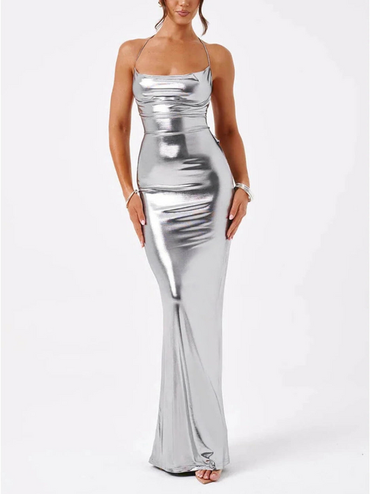 Women’s Backless Maxi Dress – Elegant Halterneck Style for Parties and Events